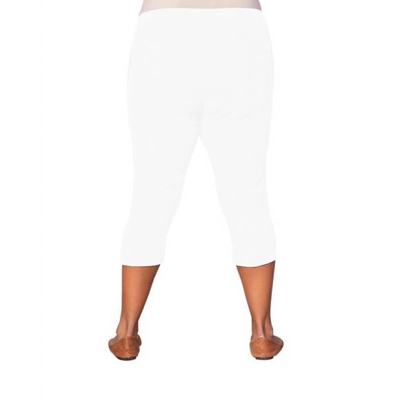 NEW ON THE PLUS SIDE crinkle cotton crop pants - plus in white - Picture 2 of 2